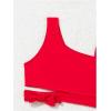 imageGirls 3 Piece Bathing Suit Asymmetrical Neck Cut Out Wireless Swimsuit with Graphic Cover Up SkirtsRed