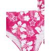 imageGirls 3 Piece Floral Bikini Set Swimsuit Cute Bathing Suit with Ruched Drawstring Beach Skirt Cover UpHot Pink