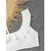 imageGirls 3 Piece High Waisted Bikini Sets Ruffle Cold Shoulder Swimsuit Sheer Appliques Cover Up PantsWhite