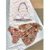 imageGirls 3 Piece Swimsuit Boho Floral Halter Triangle Bathing Suit with Beach Cover Up SkirtMulticolor