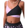 imageGirls 3 Piece Swimsuit Set Boho Criss Cross Wrap Colorblock Bikini Set with Floral Batuing Suit Cover UpsBlack