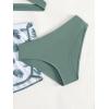 imageGirls 3 Piece Swimsuits Tropical Sleeveless Criss Cross High Waisted Bikini Cute Bathing SuitArmy Green