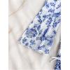 imageGirls 4 Piece Bikini Set Floral Criss Cross Color Block Swimsuit Bathing Suit with Cover UpBlue and White
