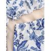 imageGirls 4 Piece Bikini Set Floral Criss Cross Color Block Swimsuit Bathing Suit with Cover UpBlue and White