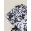 imageGirls 4 Piece High Waisted Bikini Sets Bathing Suit with Floral Swimsuit Coverups SkirtsBlack and White
