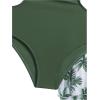 imageGirls Bathing Suit Ruffle Asymmetrical Neck Cut Out Swimsuit and Tropical Tiered Beach Skirts Cover UpArmy Green