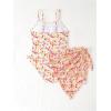 imageGirls Floral Swimsuits Spaghetti Strap One Piece Bathing Suits with Tie Side Coverups Skirt SwimwearMulticolor