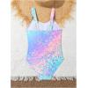 imageGirls Leopard Tie Dye One Piece Swimsuit Cut Out Sleeveless Padded Bathing Suit BeachwearMulticolor