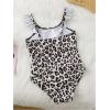 imageGirls One Piece Swimsuit Leopard Print Spaghetti Strap Ruffle Bathing Suit BeachwearMulticolor