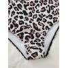 imageGirls One Piece Swimsuit Leopard Print Spaghetti Strap Ruffle Bathing Suit BeachwearMulticolor