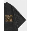 imageMens Graphic Letter Print Vintage Tees Baggy Drop Shoulder Crew Neck Short Sleeve Streetwear T ShirtsBlack Letter