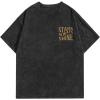 imageMens Graphic Letter Print Vintage Tees Baggy Drop Shoulder Crew Neck Short Sleeve Streetwear T ShirtsBlack Letter
