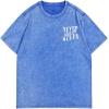imageMens Graphic Letter Print Vintage Tees Baggy Drop Shoulder Crew Neck Short Sleeve Streetwear T ShirtsBlue Letter