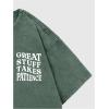 imageMens Graphic Letter Print Vintage Tees Baggy Drop Shoulder Crew Neck Short Sleeve Streetwear T ShirtsDark Green
