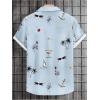 imageMens Tropical Print Button Down Shirts Short Sleeve Collared Vacation Beach Summer Casual ShirtsBlue