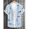 imageMens Tropical Print Button Down Shirts Short Sleeve Collared Vacation Beach Summer Casual ShirtsBlue