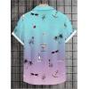imageMens Tropical Print Button Down Shirts Short Sleeve Collared Vacation Beach Summer Casual ShirtsBlue Purple