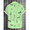 imageMens Tropical Print Button Down Shirts Short Sleeve Collared Vacation Beach Summer Casual ShirtsGreen