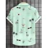 imageMens Tropical Print Button Down Shirts Short Sleeve Collared Vacation Beach Summer Casual ShirtsLight Green