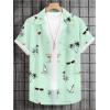 imageMens Tropical Print Button Down Shirts Short Sleeve Collared Vacation Beach Summer Casual ShirtsLight Green