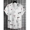 imageMens Tropical Print Button Down Shirts Short Sleeve Collared Vacation Beach Summer Casual ShirtsWhite