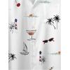 imageMens Tropical Print Button Down Shirts Short Sleeve Collared Vacation Beach Summer Casual ShirtsWhite