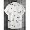 imageMens Tropical Print Button Down Shirts Short Sleeve Collared Vacation Beach Summer Casual ShirtsWhite