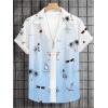 imageMens Tropical Print Button Down Shirts Short Sleeve Collared Vacation Beach Summer Casual ShirtsWhite Blue