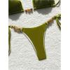 imageWomens 2 Piece Beaded String Bikini Sets Triangle Halter Neck Bathing Suit Padded SwimsuitGreen