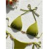 imageWomens 2 Piece Beaded String Bikini Sets Triangle Halter Neck Bathing Suit Padded SwimsuitGreen
