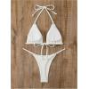 imageWomens 2 Piece Bikini Set Halter Triangle Ring Swimsuit High Cut Beach Bathing SuitWhite