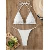 imageWomens 2 Piece Bikini Set Halter Triangle Ring Swimsuit High Cut Beach Bathing SuitWhite