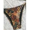 imageWomens 2 Piece Bikini Set Lemon Floral Print Halter Tie Backless Swimsuits Cute String Bathing SuitFloral Brown