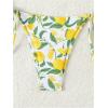 imageWomens 2 Piece Bikini Set Lemon Floral Print Halter Tie Backless Swimsuits Cute String Bathing SuitGreen and Yellow