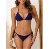 imageWomens 2 Piece Bikini Set Tie Side Halter Triangle Bathing Suit Summer BeachwearDark Blue