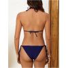 imageWomens 2 Piece Bikini Set Tie Side Halter Triangle Bathing Suit Summer BeachwearDark Blue