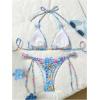 imageWomens 2 Piece Bikini Set Tie Side Halter Triangle Bathing Suit Summer BeachwearLight Blue