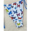 imageWomens 2 Piece Boho Bikini Sets Tropical Graphic String Bathing Suit SwimsuitBlue and White