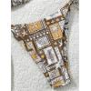 imageWomens 2 Piece Boho Bikini Sets Tropical Graphic String Bathing Suit SwimsuitBrown