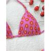 imageWomens 2 Piece Boho Bikini Sets Tropical Graphic String Bathing Suit SwimsuitDeep Pink
