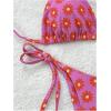 imageWomens 2 Piece Boho Bikini Sets Tropical Graphic String Bathing Suit SwimsuitDeep Pink