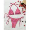 imageWomens 2 Piece Boho Bikini Sets Tropical Graphic String Bathing Suit SwimsuitDeep Pink