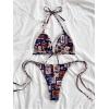 imageWomens 2 Piece Boho Bikini Sets Tropical Graphic String Bathing Suit SwimsuitMulticolor