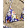imageWomens 2 Piece Boho Bikini Sets Tropical Graphic String Bathing Suit SwimsuitRoyal Blue