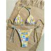 imageWomens 2 Piece Boho Bikini Sets Tropical Graphic String Bathing Suit SwimsuitYellow