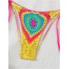 imageWomens 2 Piece Boho Graphic Bathing Suit Triangle Halter Neck Swimsuit Colorblock String Bikini SetsMulticolor