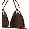 imageWomens 2 Piece Bowknot High Cut Bikini Sets Halter Backless Lettuce Trim Bathing Suit SwimsuitBrown