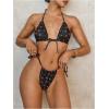 imageWomens 2 Piece Cherry Graphic Swimsuit Tie Front Triangle Micro Bikini Set Tie Side Thongs SwimsuitMulticolor