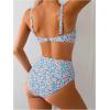 imageWomens 2 Piece Floral Bathing Suit Square Neck High Waisted Bikini Padded Cute Swimsuit SetBlue