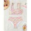 imageWomens 2 Piece Floral Bathing Suit Square Neck High Waisted Bikini Padded Cute Swimsuit SetPink
